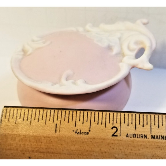 Antique Pink Porcelain Button Trinket Vanity Dresser Box V.K. Germany - Picture 3 of 8